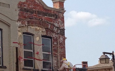 Historic building restoration with abrasive blasting